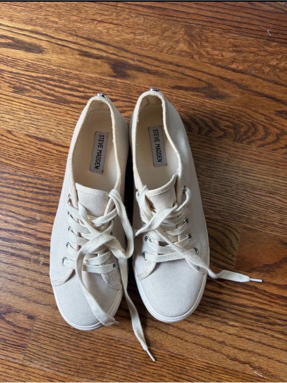 Steve Madden Beige Canvas Low-Top Sneakers